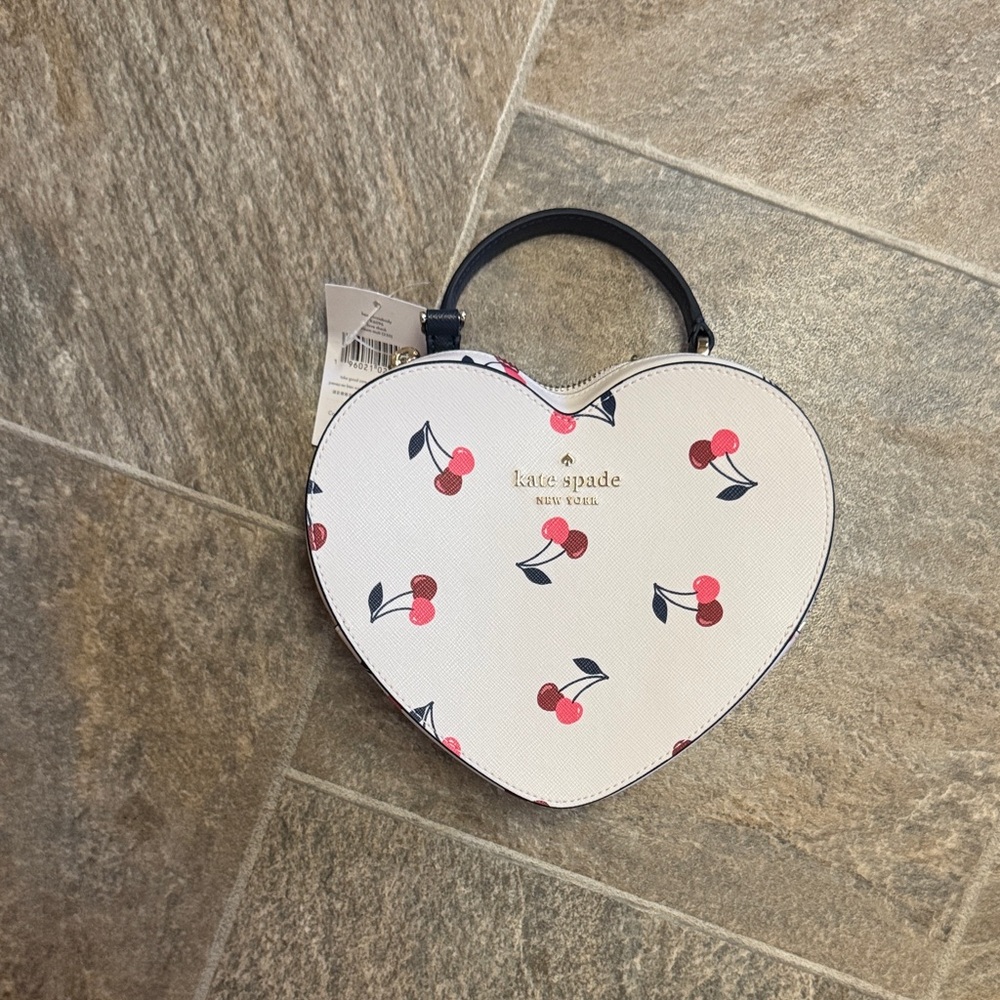 Kate Spade White Heart Bag with Cherry Print
